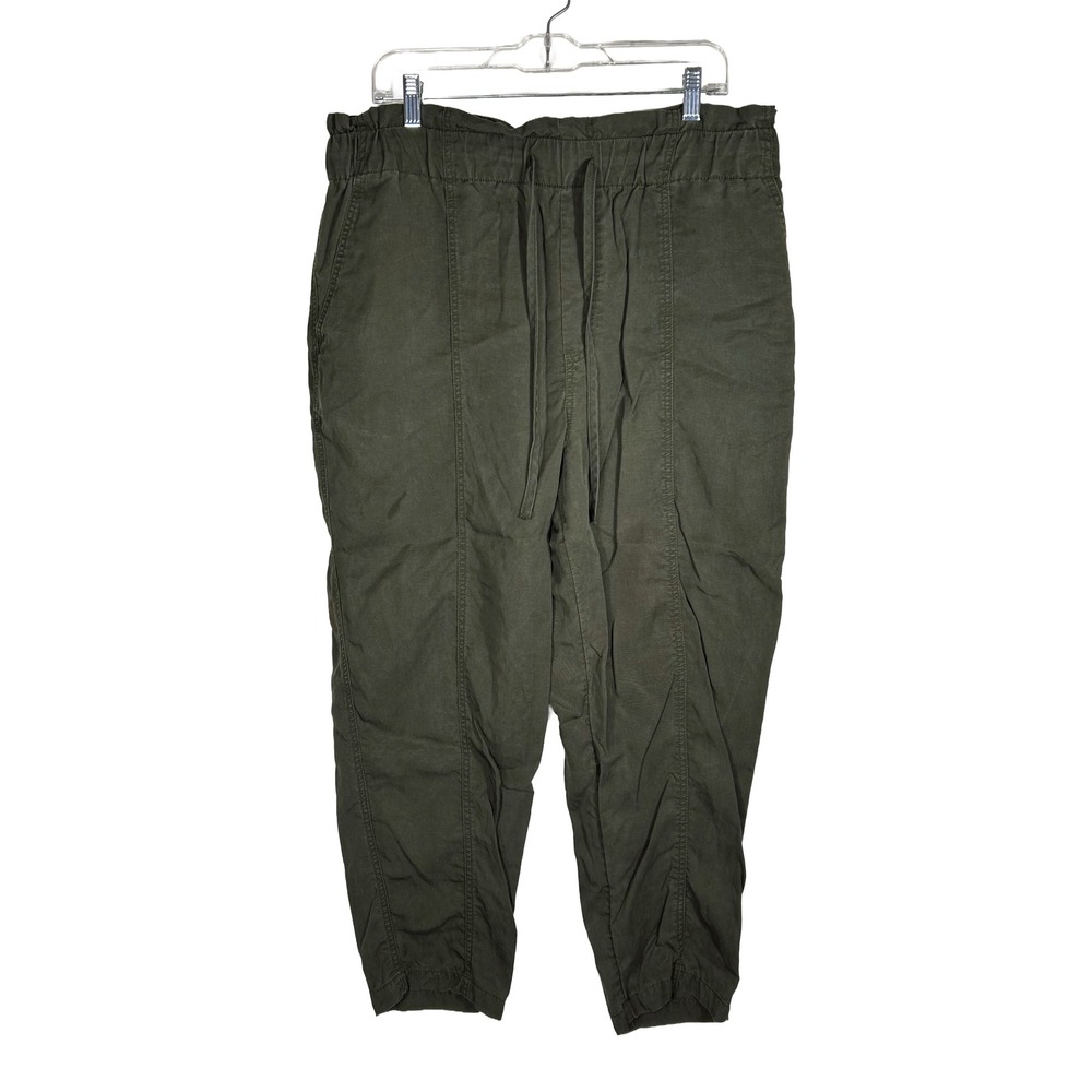 A New Day Women XL Olive Green Lyocell Paperbag Waist Jogger Pants Tapered